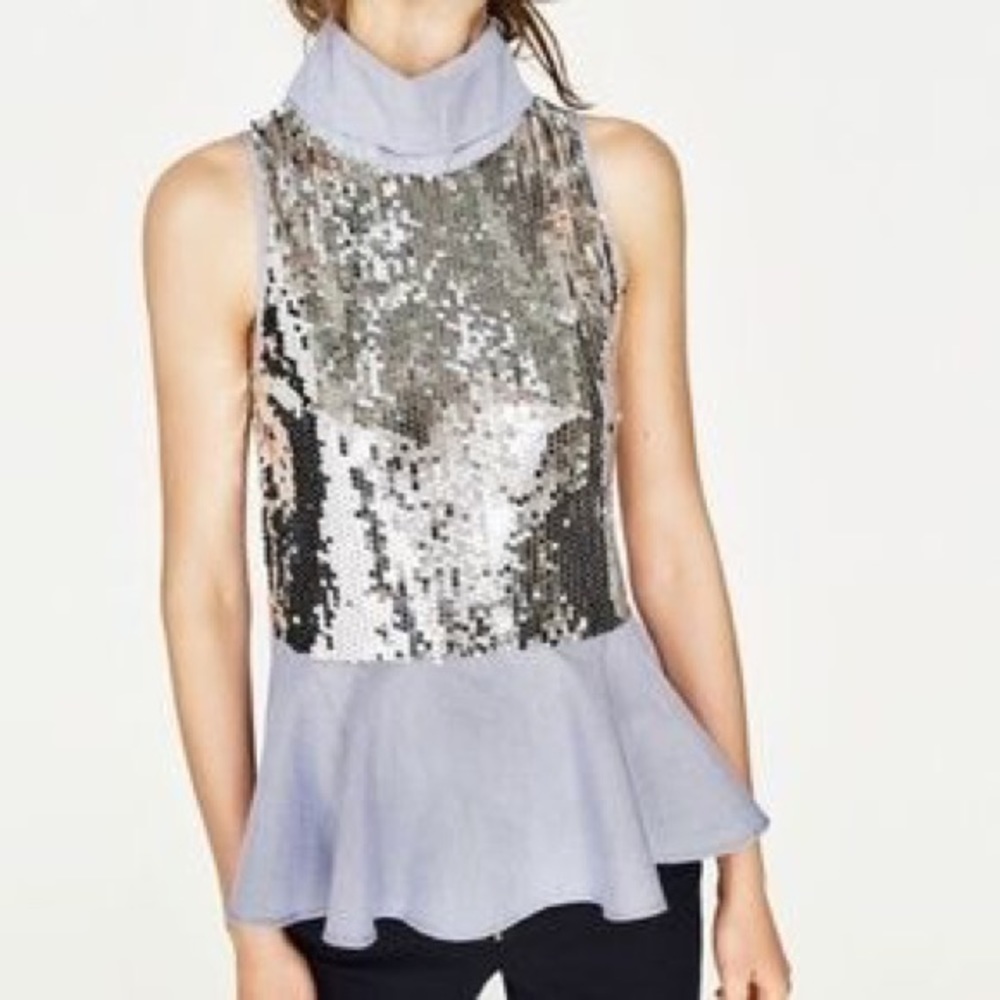 Zara | Sequin Striped Top | Size: Small